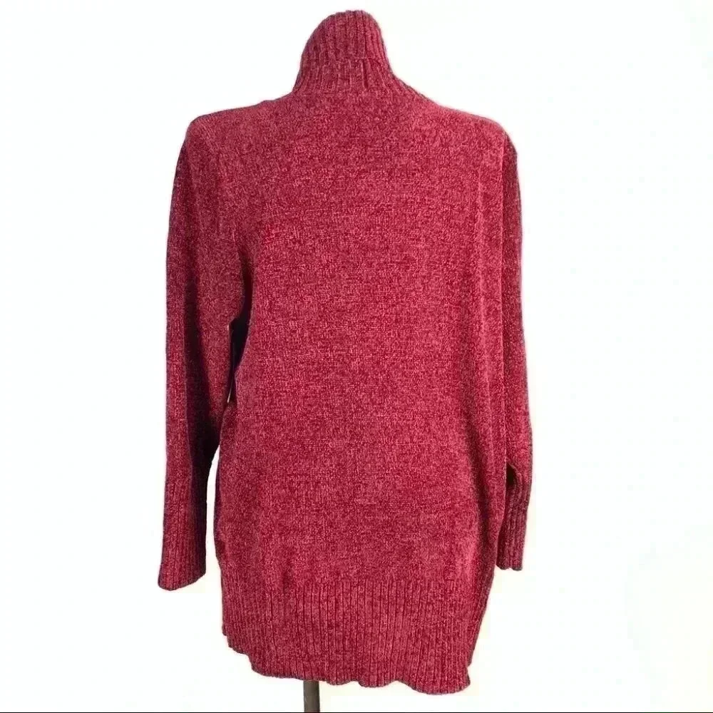 Seven Womens sweater size XXL red chenille open front cardigan